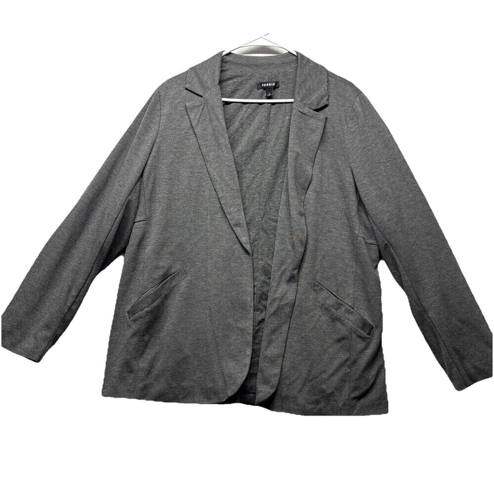 Torrid Women's 1 1X Gray Open Front Blazer Plus Size Career Casual Jacket